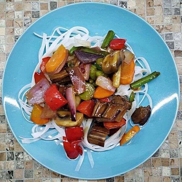 Beef Vegetables Stir fry with Rice Stick Noodles
