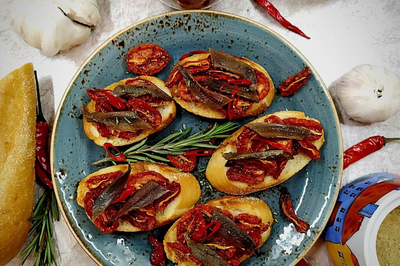 Crostini With Sun-Dried Tomato and Anchovy
